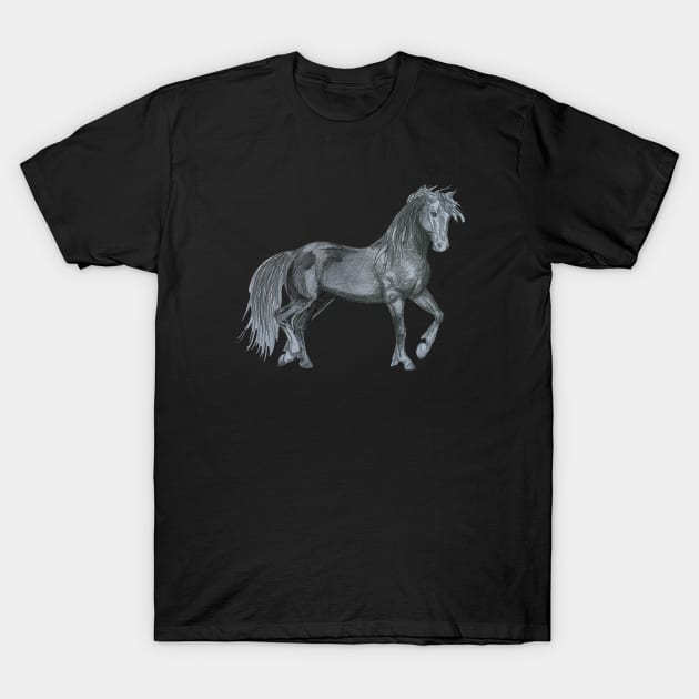 Trotting Horse Sketch T-Shirt by Lady Lilac